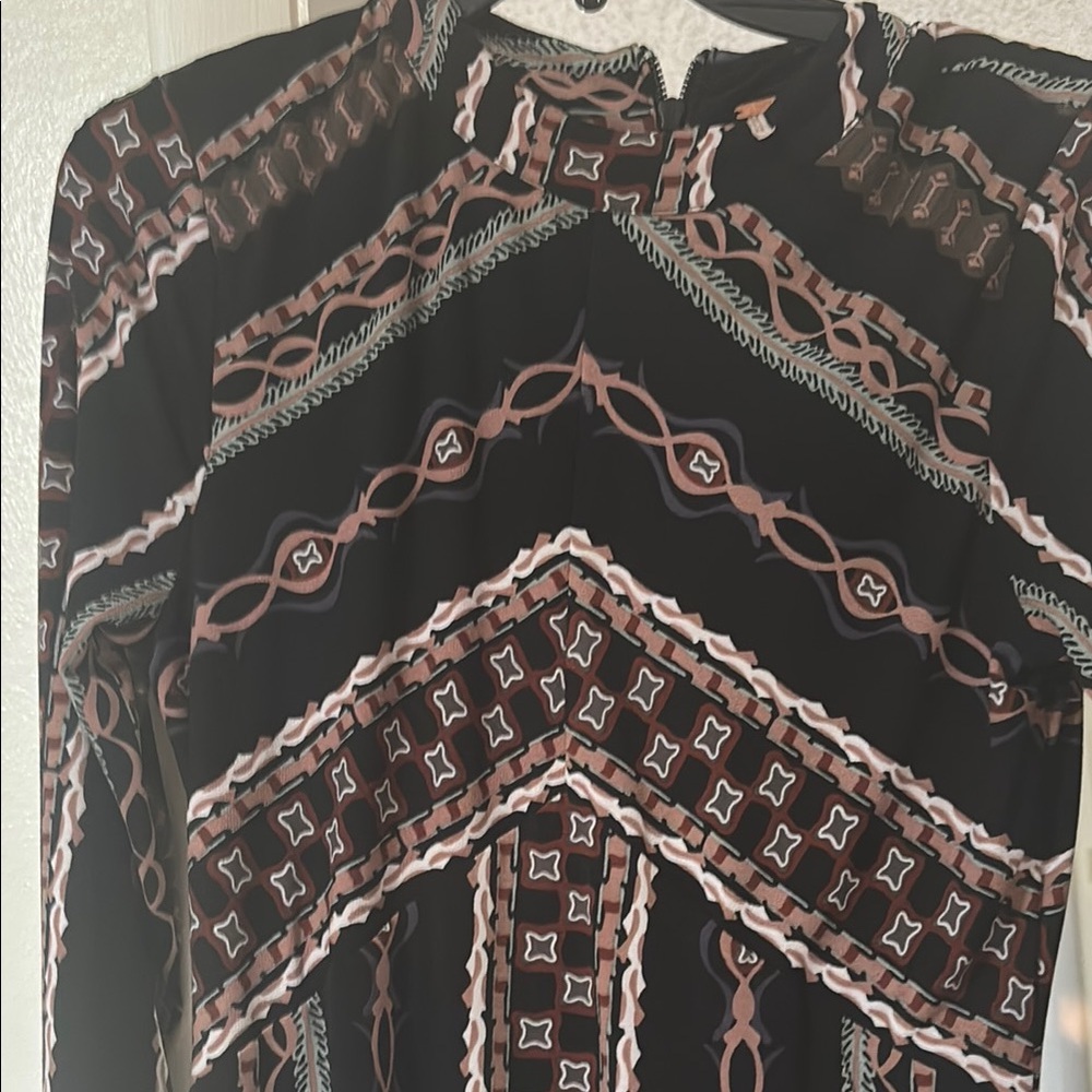 Free People Gold and Brown Long Sleeve Sheath Dress - Picture 3 of 4